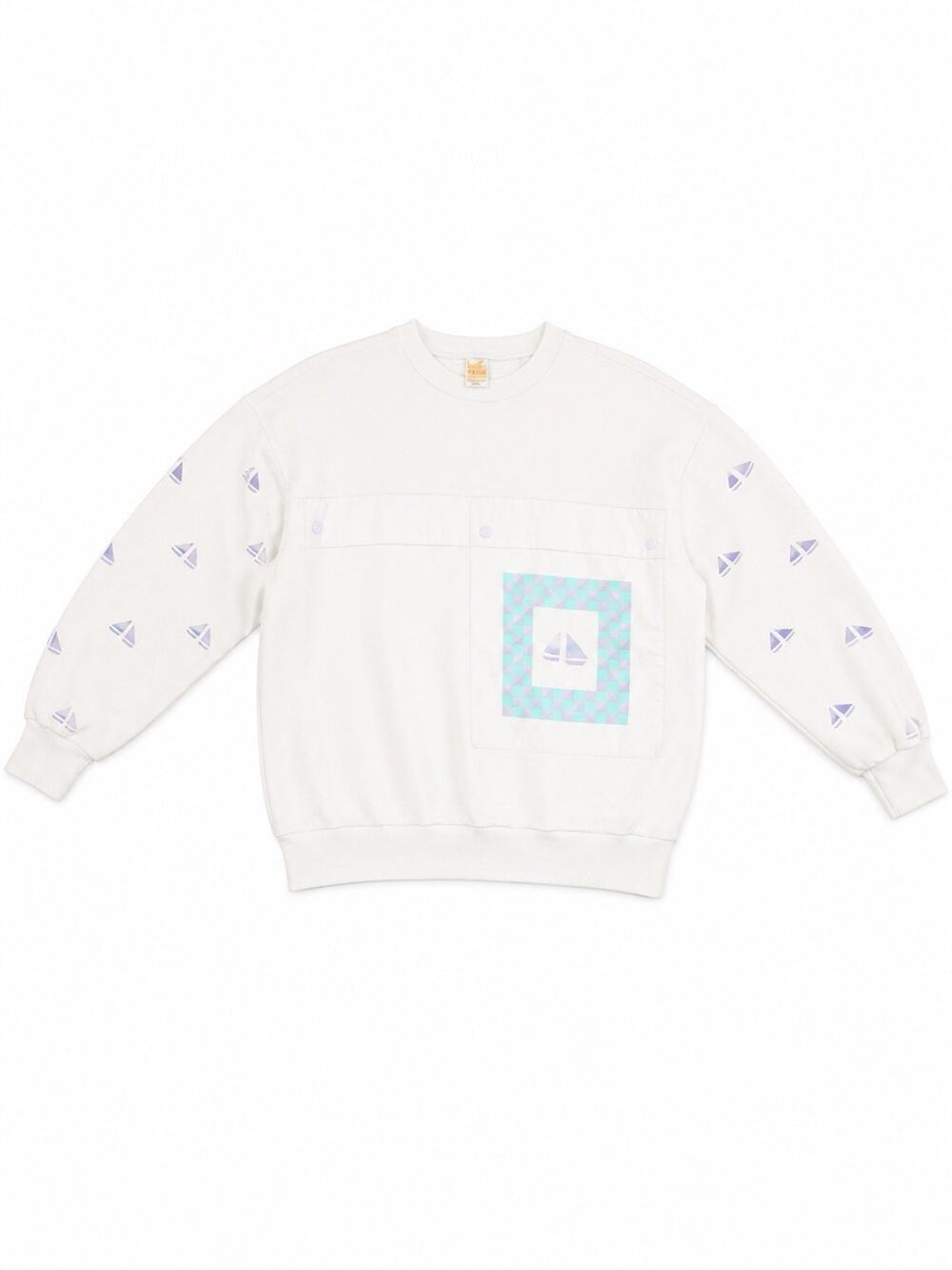 Vintage Jantzen Women’s Small White Sailboat Crewneck Sweatshirt Pullover USA